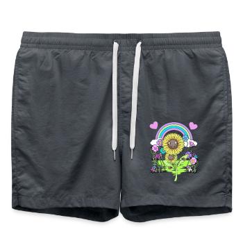 Sonnenblume Sonnenblumen Blume Blumen - Badeshorts - Anthrazit - Vorne - AI Model Male 185 light (185cm)