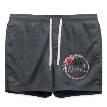 Team Braut - Vintage Blumen - Badeshorts - Anthrazit - Vorne - AI Model Male 185 light (185cm)