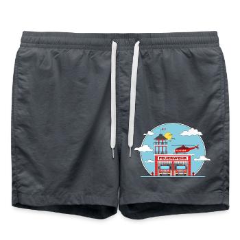 Hélicoptère et camion de pompiers - Short de bain - charbon - Devant - AI Model Male 185 light (185cm)