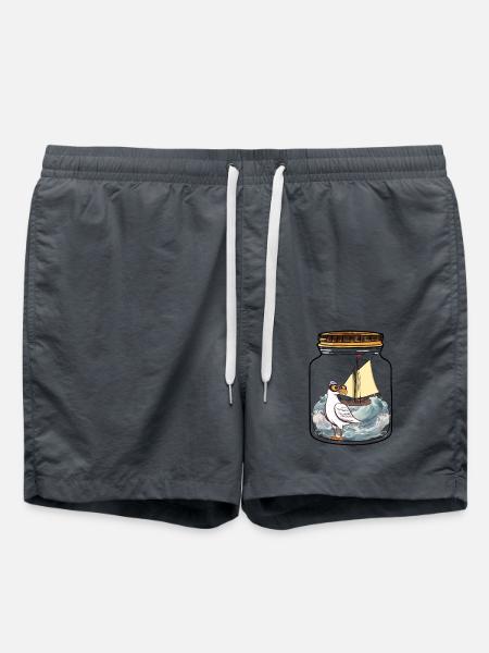 maritim Möwe Flaschenpost Möwen Segelschiff - Badeshorts - Anthrazit