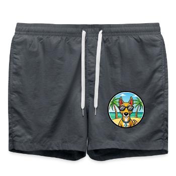 Arlequin russe Chien de race de chien dessin animé plage - Short de bain - charbon - Devant - AI Model Male 185 light (185cm)