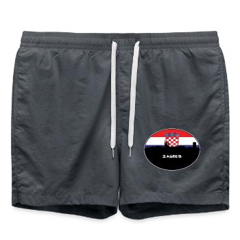 Zagreb Kroatien Flagge Skyline Silhouette Reisen - Badeshorts - Anthrazit - Vorne - AI Model Male 185 light (185cm)