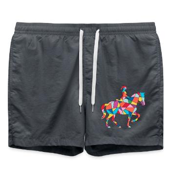 Pferd reiten Reiter Frauen Kinder Mädchen Pferde - Badeshorts - Anthrazit - Vorne - AI Model Male 185 light (185cm)