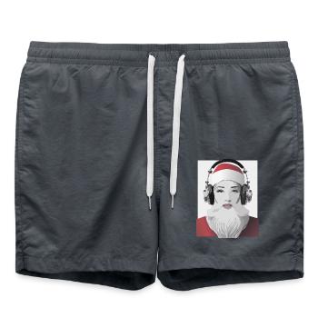 Weihnachtliche Beats - Frau im Weihnachtsmann-Look - Badeshorts - Anthrazit - Vorne - AI Model Male 185 light (185cm)