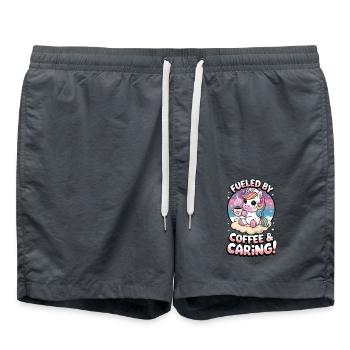 Angetrieben von Kaffee und Fürsorge! - Badeshorts - Anthrazit - Vorne - AI Model Male 185 light (185cm)