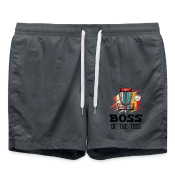 The Toss Discgolf Retro Frisbee Gift - Swim Trunks - anthracite - Front - AI Model Male 185 light (185cm)