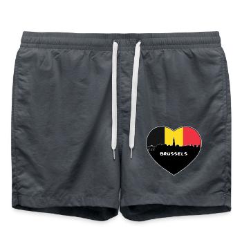 Flaggen-Skyline-Reise-Andenken Brüssels Belgien - Badeshorts - Anthrazit - Vorne - AI Model Male 185 light (185cm)