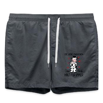 Onkel Nichte Liebe Spruch Kuh Kühe Familie - Badeshorts - Anthrazit - Vorne - AI Model Male 185 light (185cm)