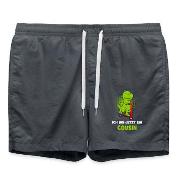 Ich Bin Jetzt Ein Cousin Werde Cousin Bald Dino - Badeshorts - Anthrazit - Vorne - AI Model Male 185 light (185cm)