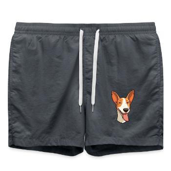 Ibizan-Jagdhund-Rasse Aquarell-Karikatur Kawaii C - Badeshorts - Anthrazit - Vorne - AI Model Male 185 light (185cm)