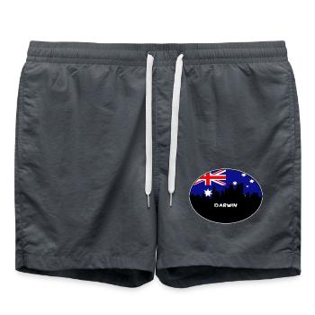 Darwin-Australien-Flaggen-Skyline-Schattenbild-Reise - Badeshorts - Anthrazit - Vorne - AI Model Male 185 light (185cm)