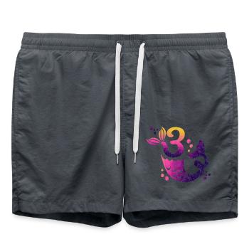 3 Geburtstag Meerjungfrau - Badeshorts - Anthrazit - Vorne - AI Model Male 185 light (185cm)