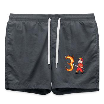3. Geburtstag 3 Jahre Feuerwehr Geschenk - Badeshorts - Anthrazit - Vorne - AI Model Male 185 light (185cm)
