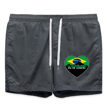 Rio de Janeiro Brasilien Flagge Skyline Reisesouvenir - Badeshorts - Anthrazit - Vorne - AI Model Male 185 light (185cm)