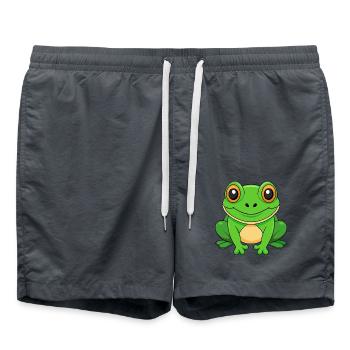 Frog Cute Mascot Cartoon Character Kawaii - Swim Trunks - anthracite - Front - AI Model Male 185 light (185cm)