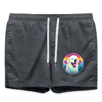 Große Pyrenäen-Hunderasse Cartoon Kawaii Aquarell - Badeshorts - Anthrazit - Vorne - AI Model Male 185 light (185cm)