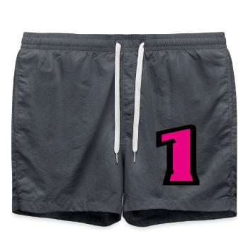 1. 1 JAHR. 1. JAHRESTAG. 1 JAHR GEBURTSTAG - Badeshorts - Anthrazit - Vorne - AI Model Male 185 light (185cm)