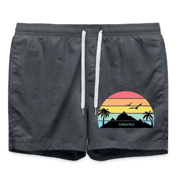 Hawaii Sonnenuntergang Silhouette Souvenir Palmen - Badeshorts - Anthrazit - Vorne - AI Model Male 185 light (185cm)