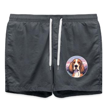 Lettische Hunderasse Cartoon Kawaii Aquarell - Badeshorts - Anthrazit - Vorne - AI Model Male 185 light (185cm)