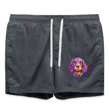 Portugiesischer Wachhund Rasse Cartoon Kawaii Illus - Badeshorts - Anthrazit - Vorne - AI Model Male 185 light (185cm)