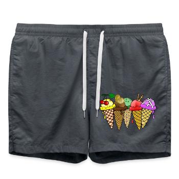 Eis Vanilleeis Schokoladeneis Erdbeereis Himbeere - Badeshorts - Anthrazit - Vorne - AI Model Male 185 light (185cm)
