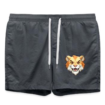 Liger Hybrid-Löwe Tiger Katze Karikatur Aquarell Kunst - Badeshorts - Anthrazit - Vorne - AI Model Male 185 light (185cm)