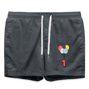 1. 1 AN. 1er ANNIVERSAIRE. ANNIVERSAIRE 1 AN - Short de bain - charbon - Devant - AI Model Male 185 light (185cm)