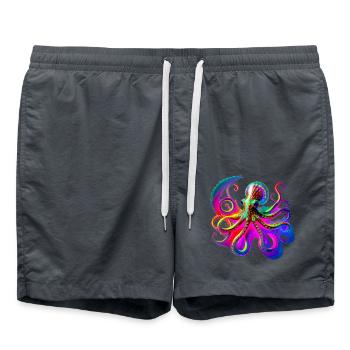 Psychedelic Neon Octopus - Swim Trunks - anthracite - Front - AI Model Male 185 light (185cm)