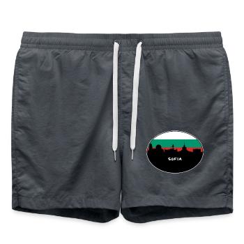 Sofia Bulgarien Flagge Skyline Silhouette Reisen - Badeshorts - Anthrazit - Vorne - AI Model Male 185 light (185cm)