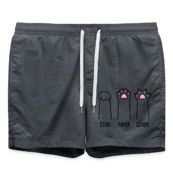 Stein Papier Schere Katze Pfote Spiel Katzenpfoten - Badeshorts - Anthrazit - Vorne - AI Model Male 185 light (185cm)