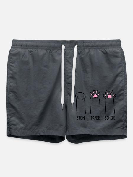 Stein Papier Schere Katze Pfote Spiel Katzenpfoten - Badeshorts - Anthrazit