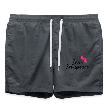 Seni Seviyorum Türkisch Geschenkidee - Badeshorts - Anthrazit - Vorne - AI Model Male 185 light (185cm)