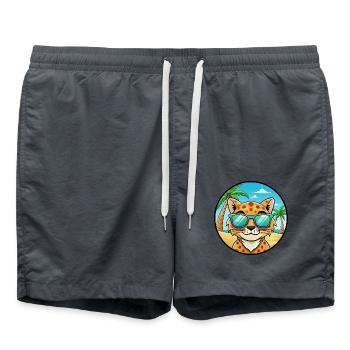 Australian Spotted Mist Cat Breed Cartoon Beach - Swim Trunks - anthracite - Front - AI Model Male 185 light (185cm)