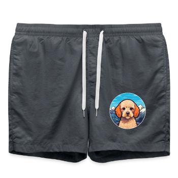 Miniatur-Pudel Hunderasse Karikatur Kawaii Watercol - Badeshorts - Anthrazit - Vorne - AI Model Male 185 light (185cm)