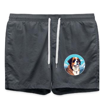 Bernhardiner Hunderasse Cartoon Kawaii Aquarell - Badeshorts - Anthrazit - Vorne - AI Model Male 185 light (185cm)