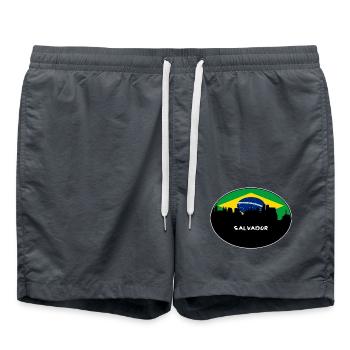Salvador Brasilien Flagge Skyline Silhouette Reisen - Badeshorts - Anthrazit - Vorne - AI Model Male 185 light (185cm)