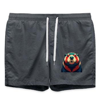 Biber Cartoon Figur Buntes Haustier Tier - Badeshorts - Anthrazit - Vorne - AI Model Male 185 light (185cm)
