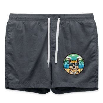 Cao De Castro Laboreiro Dog Breed Cartoon Beach - Swim Trunks - anthracite - Front - AI Model Male 185 light (185cm)