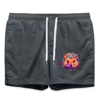Igel Buntes Aquarell Cartoon Kawaii Tier - Badeshorts - Anthrazit - Vorne - AI Model Male 185 light (185cm)