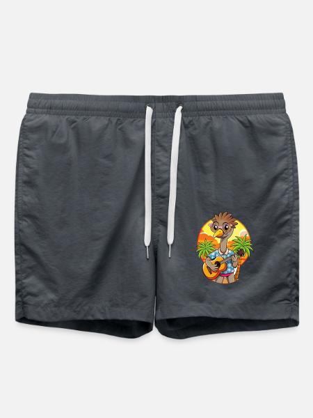 Lustige Straußen-Cartoon-Sommer-Strand-Sonnenbrille - Badeshorts - Anthrazit