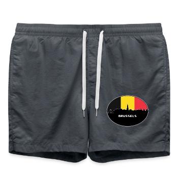 Brüssel-Belgien-Flaggen-Skyline-Schattenbild-Reise - Badeshorts - Anthrazit - Vorne - AI Model Male 185 light (185cm)