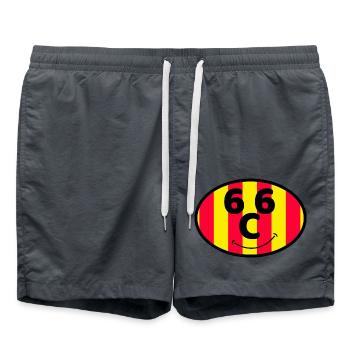 Katalanische Flagge 66 lächelnd rot und gelb - Badeshorts - Anthrazit - Vorne - AI Model Male 185 light (185cm)