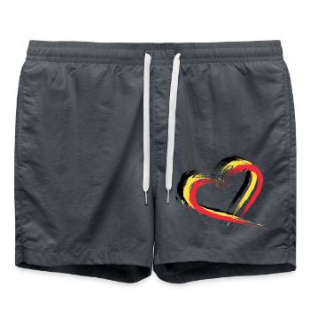 Herz Bürste Flagge Belgien Fahne Design Farben - Badeshorts - Anthrazit - Vorne - AI Model Male 185 light (185cm)