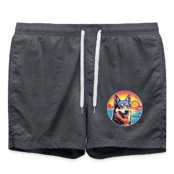 Tschechoslowakische Wolfhund-Hunderasse Bunte Karikatur Wa - Badeshorts - Anthrazit - Vorne - AI Model Male 185 light (185cm)