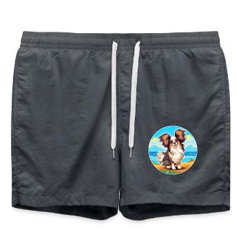 Papillon Hund Rasse Cartoon Kawaii Clipart Hund Haustier - Badeshorts - Anthrazit - Vorne - AI Model Male 185 light (185cm)