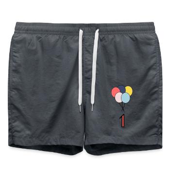 1. 1 JAHR. 1. JAHRESTAG. 1 JAHR GEBURTSTAG - Badeshorts - Anthrazit - Vorne - AI Model Male 185 light (185cm)