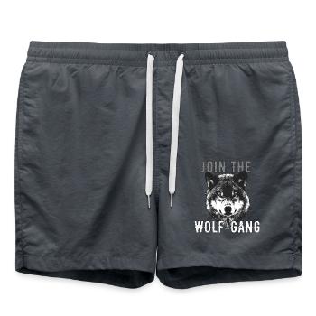 Join The Wolf Gang Wolfgang Vorname Name - Badeshorts - Anthrazit - Vorne - AI Model Male 185 light (185cm)