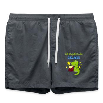 Ich Bin Jetzt In Der 2.Klasse Zweitklässler Dino - Badeshorts - Anthrazit - Vorne - AI Model Male 185 light (185cm)