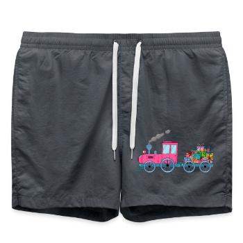 Children's train railway with trailer pink - Swim Trunks - anthracite - Front - AI Model Male 185 light (185cm)
