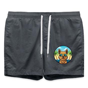 Norwich Terrier Hunderasse Cartoon Sonnenbrille Strand - Badeshorts - Anthrazit - Vorne - AI Model Male 185 light (185cm)